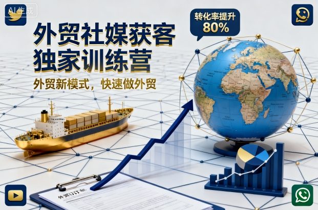 外贸社媒获客独家训练营,外贸新模式,快速做外贸-副业网创