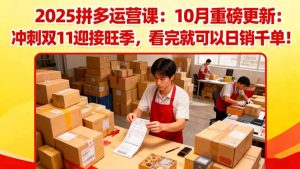 2025拼多多运营课：10月重磅更新：冲刺双11迎接旺季，看完就可以日销千单-副业网创
