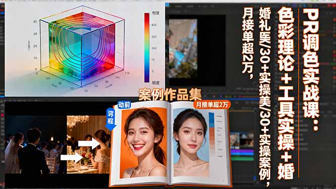 PR调色实战课：色彩理论+工具实操+婚礼医美/30+实操案例，月接单超2万-副业网创