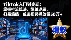 TikTok入门到变现：掌握推流算法、爆单逻辑、打品策略，单条视频播放量50w-副业网创