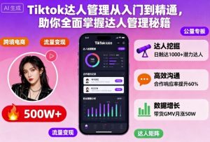 Tiktok达人管理从入门到精通，助你全面掌握达人管理秘籍-副业网创