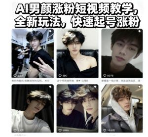 AI男颜涨粉短视频教学,全新玩法,快速起号涨粉-副业网创