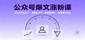 公众号爆文涨粉课：从内容方向设计到爆文写作，数据解读和商业模式布局-副业网创