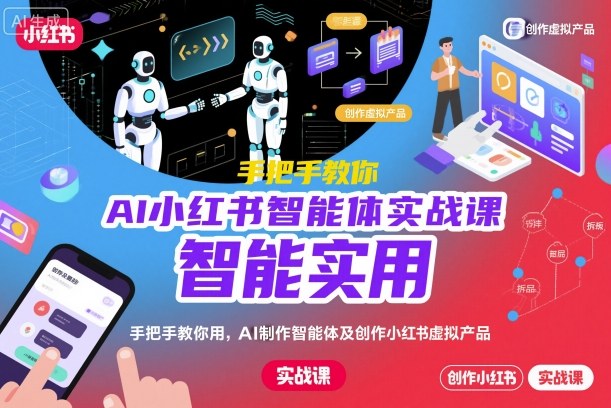 AI小红书智能体实战课，手把手教你用AI制作智能体及创作小红书虚拟产品，提效+内容商业化-副业网创