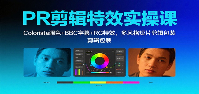 PR剪辑特效实操课：Colorista调色+BBC字幕+RG特效，多风格短片剪辑包装-副业网创