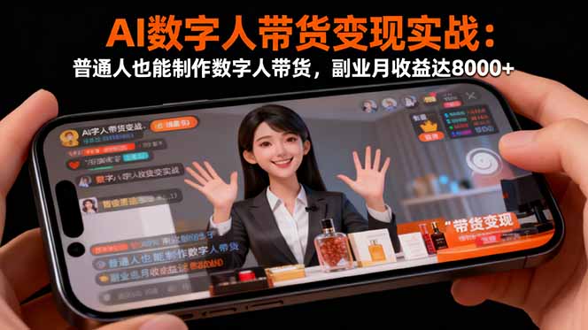 AI数字人带货变现实战:普通人也能制作数字人带货,副业月收益达8000+-副业网创