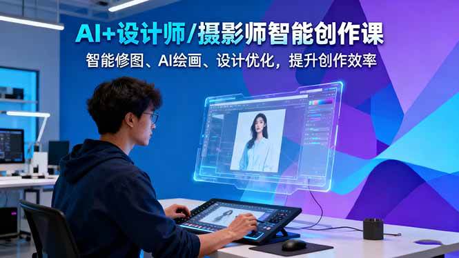 AI+设计师/摄影师智能创作课:智能修图、AI绘画、设计优化,提升创作效率-副业网创