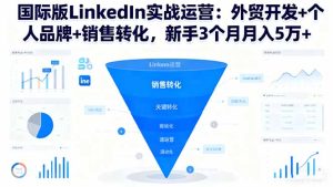 国际版LinkedIn实战运营:外贸开发+个人品牌+销售转化,新手3个月月入5万+-副业网创