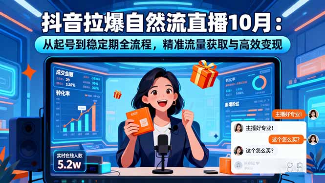 抖音拉爆自然流直播10月:从起号到稳定期全流程,精准流量获取与高效变现-副业网创