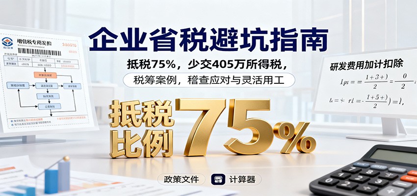 企业省税避坑指南：抵税75%，少交405万所得税，税筹案例，稽查应对与灵活用工-副业网创