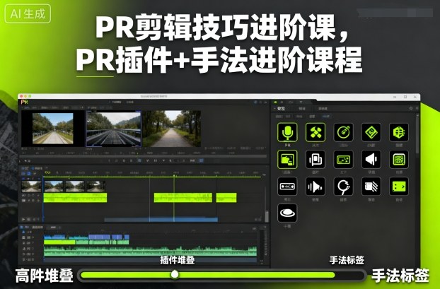 PR剪辑技巧进阶课，PR插件+手法进阶课程-副业网创