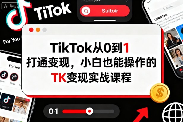 TikTok从0到1打通变现,小白也能操作的TK变现实战课程-副业网创