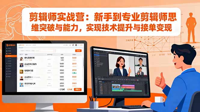 剪辑师实战营:新手到专业剪辑师思维突破与能力,实现技术提升与接单变现-副业网创