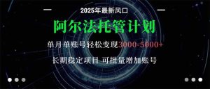 阿尔法托管计划 单账号月入3000-5000,长期稳定项目,新手小白轻松上手。-副业网创