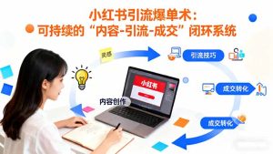 小红书引流爆单术:构建一套低成本 可持续的“内容-引流-成交”闭环系统-副业网创