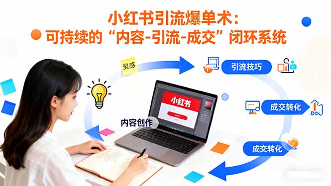 小红书引流爆单术:构建一套低成本 可持续的“内容-引流-成交”闭环系统-副业网创
