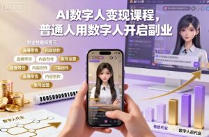 AI数字人变现课程,普通人用数字人开启副业-副业网创