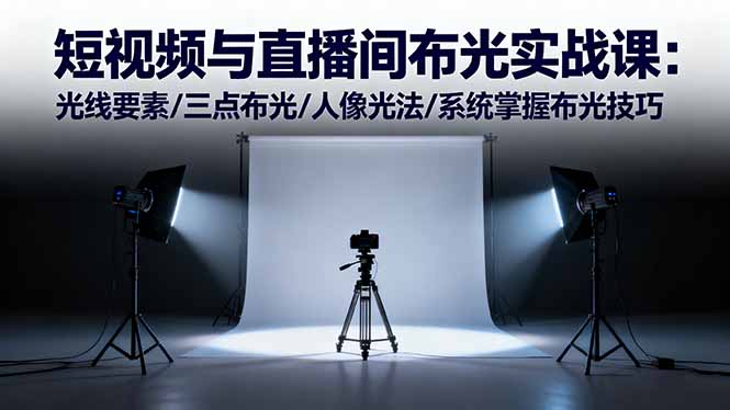 短视频与直播间布光实战课:光线要素/三点布光/人像光法/系统掌握布光技巧-副业网创