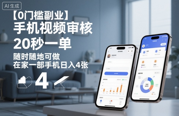 【0门槛副业】手机视频审核,20秒一单,随时随地可做,在家一部手机日入4张【揭秘】-副业网创