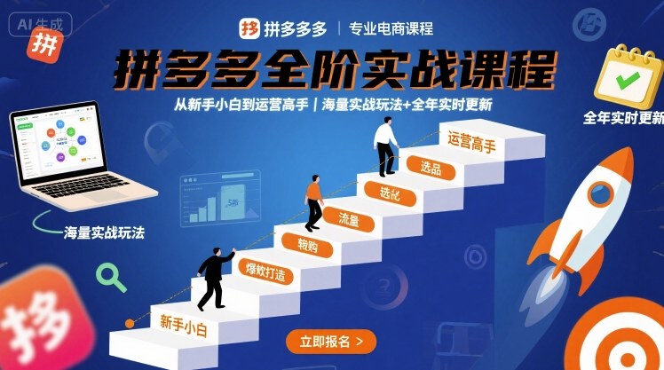 拼多多全阶实战课程，从新手小白到运营高手，海量实战玩法+全年实时更新【2025年10月更新】-副业网创