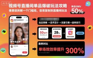 视频号直播间单品爆破玩法攻略，像素级拆解一个门槛低，容易复制到直播间玩法-副业网创