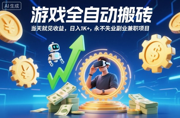 游戏全自动搬砖，当天就见收益，日入1K+，永不失业副业兼职项目【揭秘】-副业网创