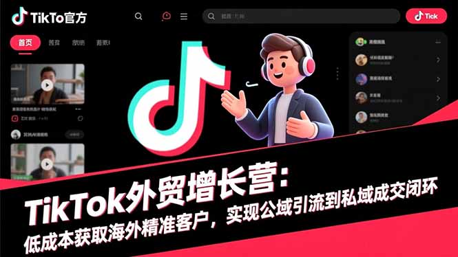 TikTok外贸增长营:低成本获取海外精准客户,实现公域引流到私域成交闭环-副业网创