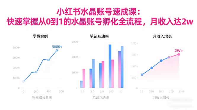 2025小红书水晶账号速成课：快速掌握从0-1水晶账号孵化全流程，月收入达2w-副业网创