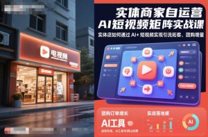 实体商家自运营AI短视频矩阵实战课，实体店如何通过AI+短视频实现引流拓客、团购增量-副业网创