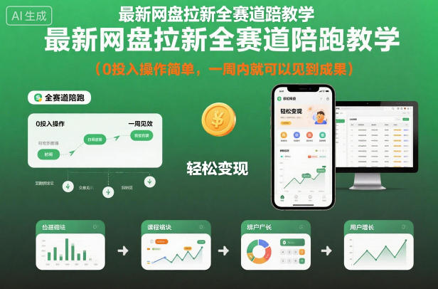 最新网盘拉新全赛道陪跑教学,0投入操作简单,一周内就可以见到成果-副业网创