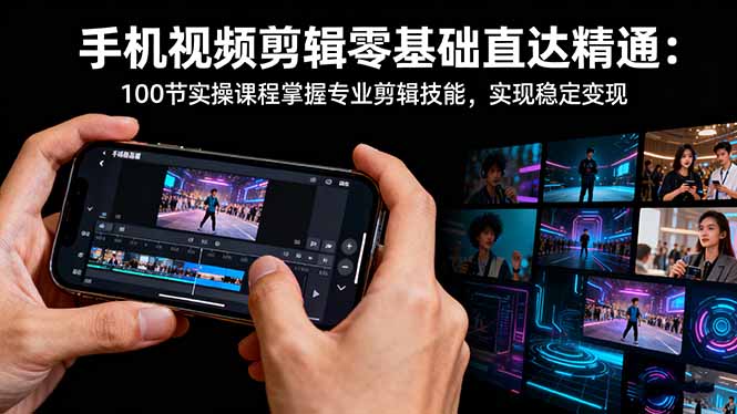 手机视频剪辑零基础直达精通：100节实操课程掌握专业剪辑技能，实现稳...-副业网创