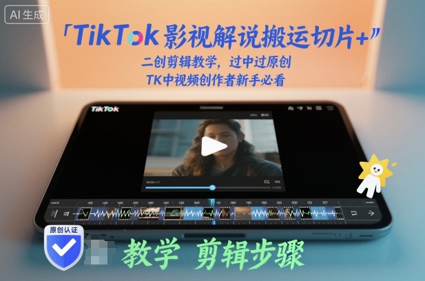 TikTok影视解说搬运切片+二创剪辑教学，过中过原创，TK中视频创作者新手必看-副业网创