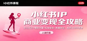 小红书IP商业变现全攻略：定位跃迁+爆款流量+私域裂变+直播转化，高利润闭环搭建-副业网创