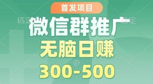 首发项目，微信群推广掘金，多号矩阵无脑日入3-5张【揭秘】-副业网创