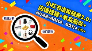 小红书虚拟陪跑3.0：店铺搭建+单品服务+细分铺货+选品技术，单店日入100+-副业网创