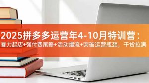 2025拼多多运营年4-10月特训营:暴力起店+强付费策略+活动爆流+突破运营瓶颈,干货拉满-副业网创