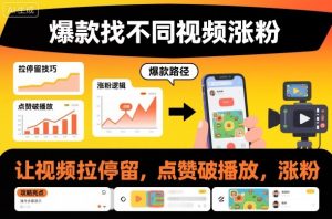 爆款找不同视频涨粉，让视频拉停留，实现点赞，破播放，涨粉-副业网创