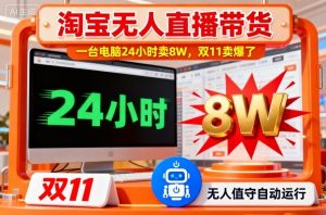 淘宝无人直播带货,一台电脑214小时卖8W,双11卖爆了【揭秘】-副业网创