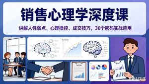 销售心理学深度课,讲解人性弱点、心理操控、成交技巧,36个密码实战应用-副业网创