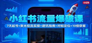 小红书流量爆破课：7天起号+聚光投流实操+避坑指南+对标定位+10倍获客-副业网创