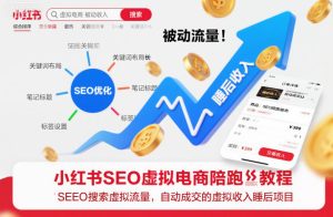 小红书SEO虚拟电商陪跑教程，实现seo搜索被动流量，自动成交的被动收入睡后项目-副业网创