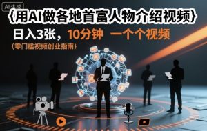 用AI做各地首富人物介绍视频,日入3张,10分钟一个视频-副业网创