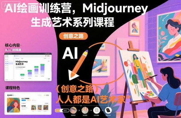 AI绘画训练营，Midjourney生成艺术系列课程，人人都是AI艺术家-副业网创