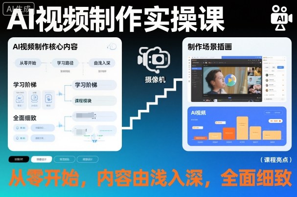 AI视频制作实操课,从零开始,内容由浅入深,全面细致-副业网创