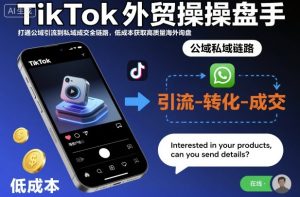 TikTok外贸操盘手，打通公域引流到私域成交全链路，低成本获取高质量海外询盘-副业网创
