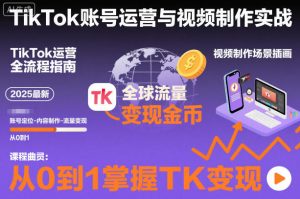 2025最新TikTok账号运营与视频制作实战全流程，从0到1掌握TK变现(含11月最新TK搬运技术)-副业网创