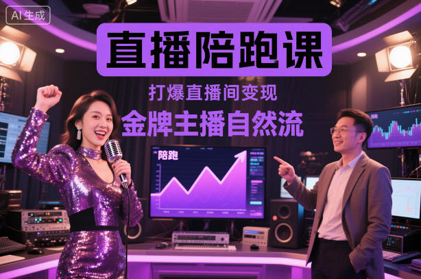 直播陪跑课，金牌主播自然流打爆直播间，复制高变现玩法-副业网创