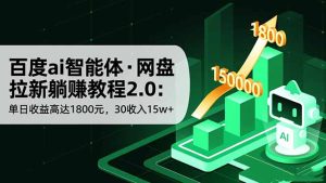 百度ai智能体·网盘拉新躺赚教程2.0：单日收益高达1800元，30收入15w+-副业网创