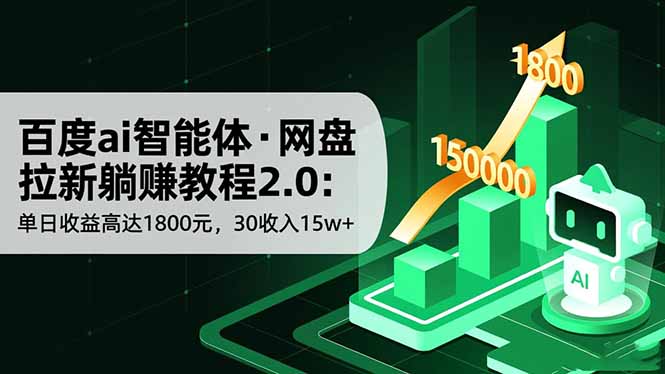 百度ai智能体·网盘拉新躺赚教程2.0:单日收益高达1800元,30收入15w+-副业网创