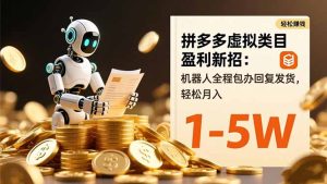 拼多多虚拟类目盈利新招:机器人全程包办回复发货,轻松月入 1-5W-副业网创